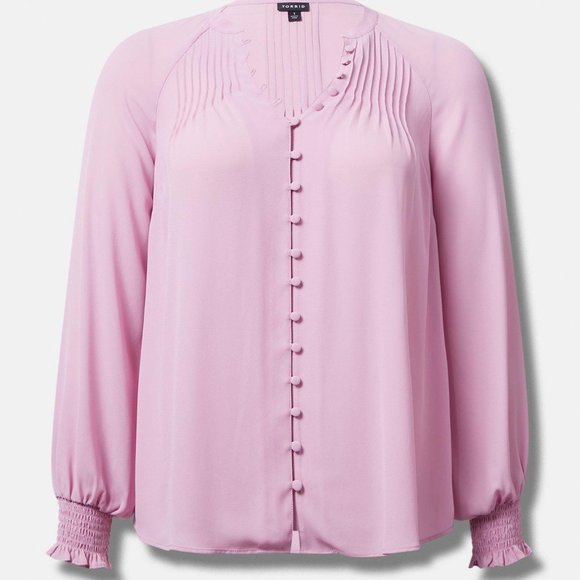 NWT Torrid Georgette Smocked Blouson Sleeve Blouse - Picture 5 of 8